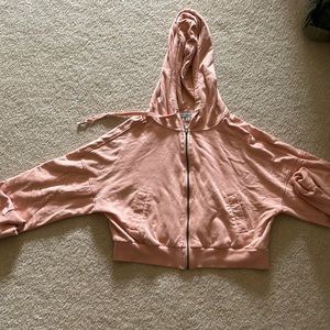 cropped pink zip up sweatshirt